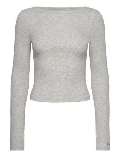 Ease Ribbed Long Sleeve Top Sport T-shirts & Tops Long-sleeved Grey Ai...