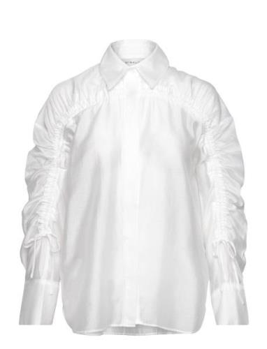 Line Sheer Drawstring Detail Shirt Designers Blouses Long-sleeved Whit...