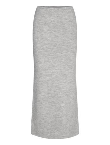 Knittted Maxi Skirt Skirts Knee-length & Midi Skirts Grey Gina Tricot