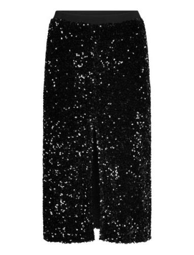 Sequins Midi Skirt Skirts Knee-length & Midi Skirts Black Stella Nova