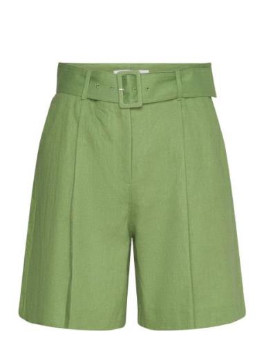 Belt Linen-Blend Bermuda Shorts Bottoms Shorts Bermudas Green Mango