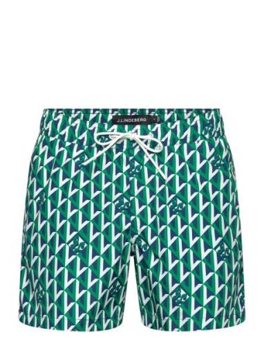 Banks Island Geo Swim Trunks Designers Shorts Green J. Lindeberg