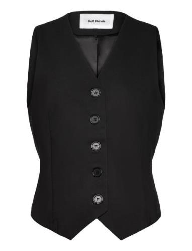 Srhibiscus Waistcoat Blazers Sleeveless Blazers Black Soft Rebels