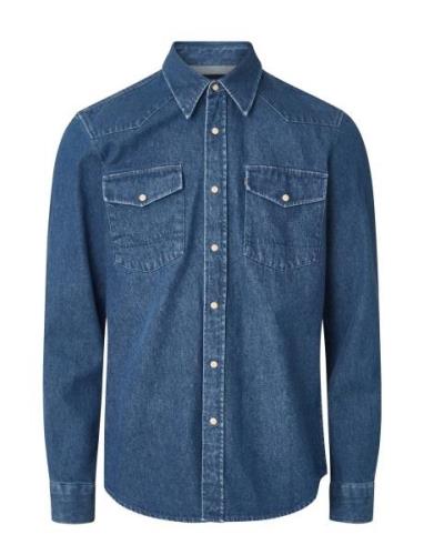 Classic Western Denim Shirt Tops Shirts Denim Shirts Blue Lexington Cl...