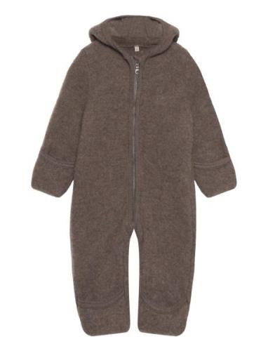 Pram Suit Ears Wool Fleece  Outerwear Fleece Outerwear Fleece Coverall...