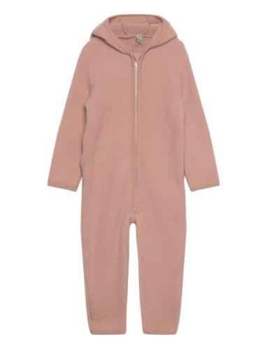 Pram Suit Ears Wool Fleece  Outerwear Fleece Outerwear Fleece Coverall...