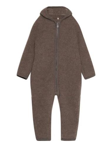 Pram Suit Ears Wool Fleece  Outerwear Fleece Outerwear Fleece Coverall...