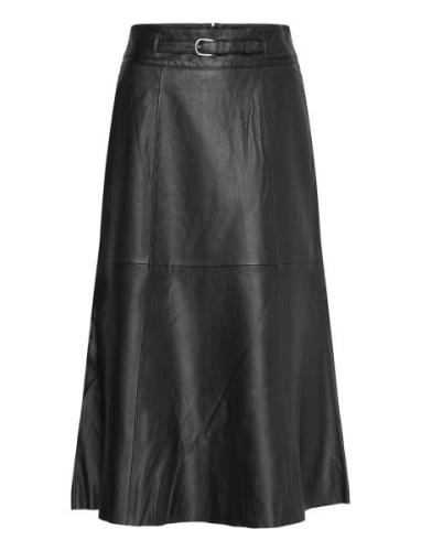 Slfella Hw Leather Skirt Skirts Knee-length & Midi Skirts Black Select...