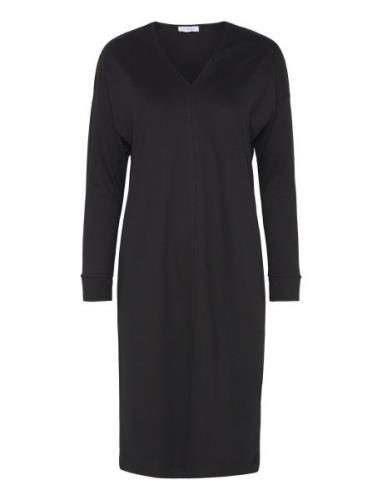 Viscose-Blend Long Sleeve Midi Dress, Daheva Knælang Kjole Black Ivo N...