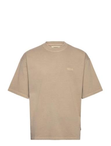 Wbbeam Washed Home Tee Tops T-Kortærmet Skjorte Beige Woodbird