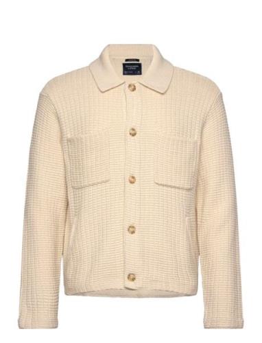 Anf Mens Sweaters Tops Knitwear Cardigans Cream Abercrombie & Fitch