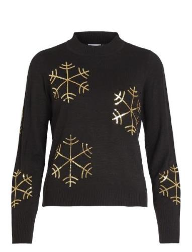 Vifrost L/S High Neck Christmas Knit/Ka Tops Knitwear Jumpers Black Vi...