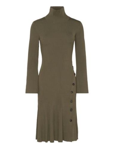 Polly Knitted Midi Dress Knælang Kjole Khaki Green Malina