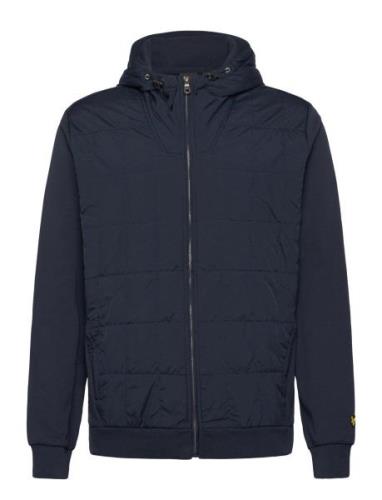 Hybrid Quilted Zip Through Hoodie Quiltet Jakke Navy Lyle & Scott