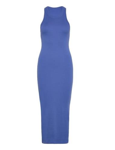 Ease Ribbed Tank Dress Maxikjole Festkjole Blue Aim´n