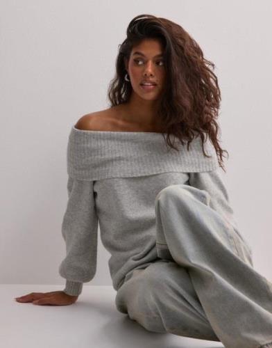 Only - Grå - Onljeanett Life L/S Off Shoulder Cc