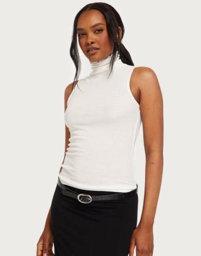 Nelly - Hvid - Soft Sleeveless Turtleneck Top