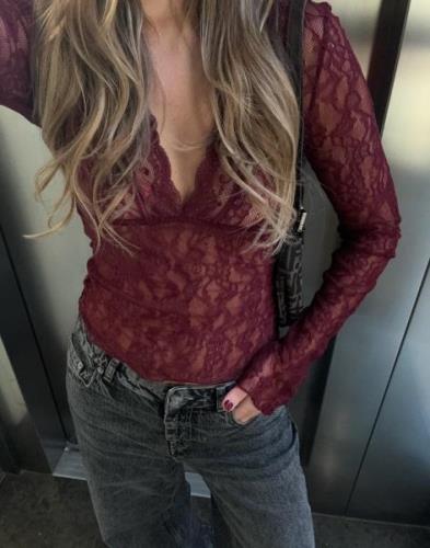 Nelly - Rød - Gorgeous Lace LS Top