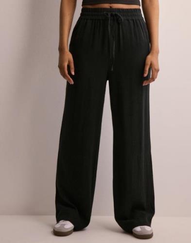 Selected Femme - Sort - Slfviva-Gulia Hw Long Linen Pant No