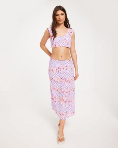 Only - Blomstret - Onlmadeline Lw Calf Skirt Ptm