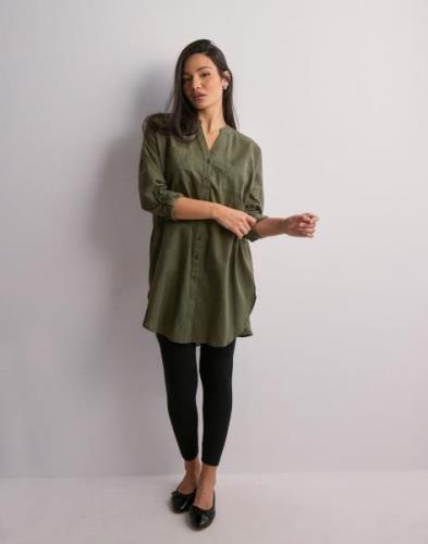 Only - Grøn - Onlapeldoorn Solid V-Neck L/S Shirt