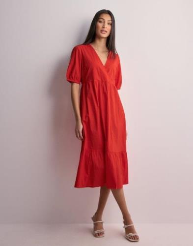 Pieces - Rød - Pcmanon 2/4 Midi Dress