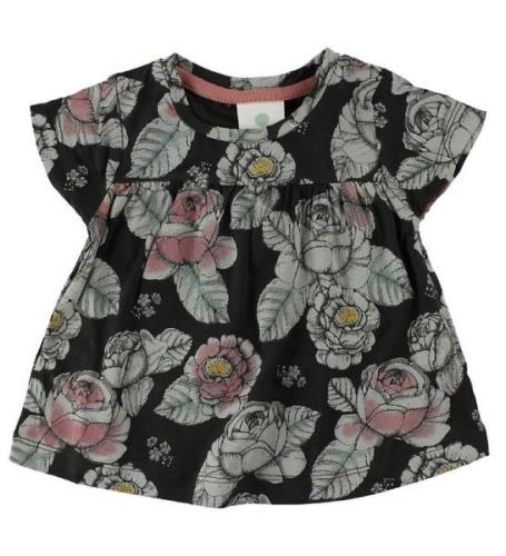 En Fant T-Shirt - Sort m. Blomster