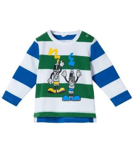 Stella McCartney Kids Bluse - Tube Paint - GrÃ¸n/BlÃ¥/Hvidstribet