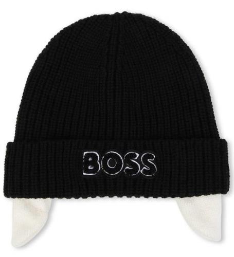 BOSS Hue m. Fleece - Akryl/Uld - Sort m. Hvid