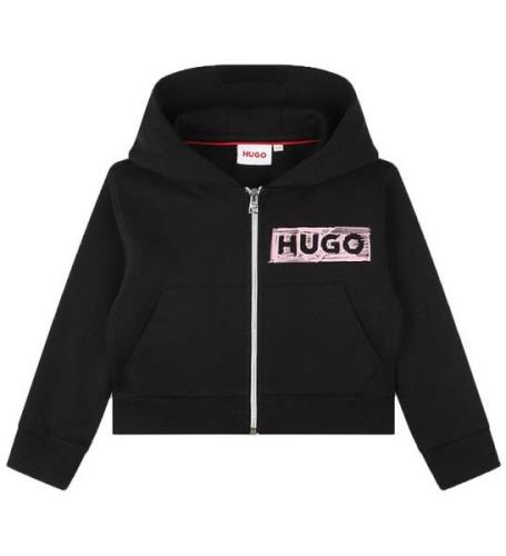 HUGO Cardigan - Cropped - Sort/Rosa m. Print