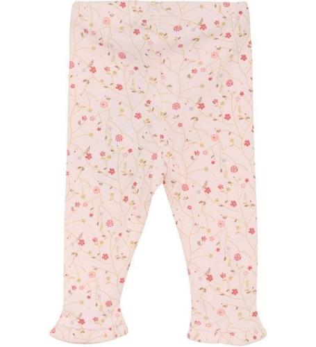 Minymo Leggings - Rib - Pink Dogwood m. Blomster