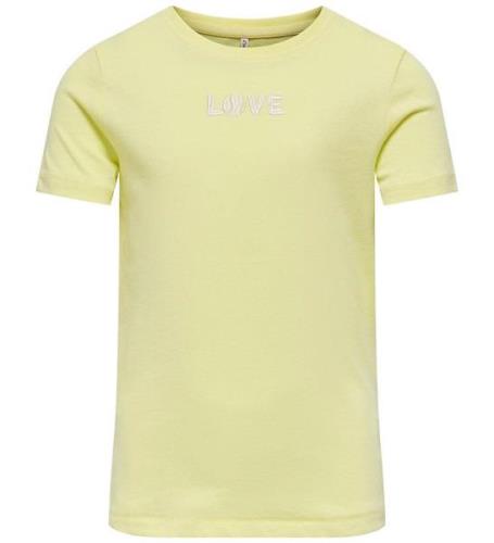 Kids Only T-shirt - KogLovely Life - Yellow Pear m. Broderi