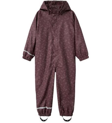 Name It Regndragt m. Fleece - NmfDry10 - Huckleberry m. Blomster