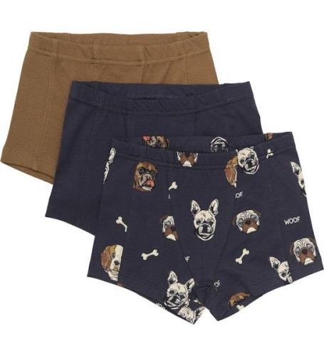 Minymo Boxershorts - 3-pak - Brun/Parisian Night m. Hunde